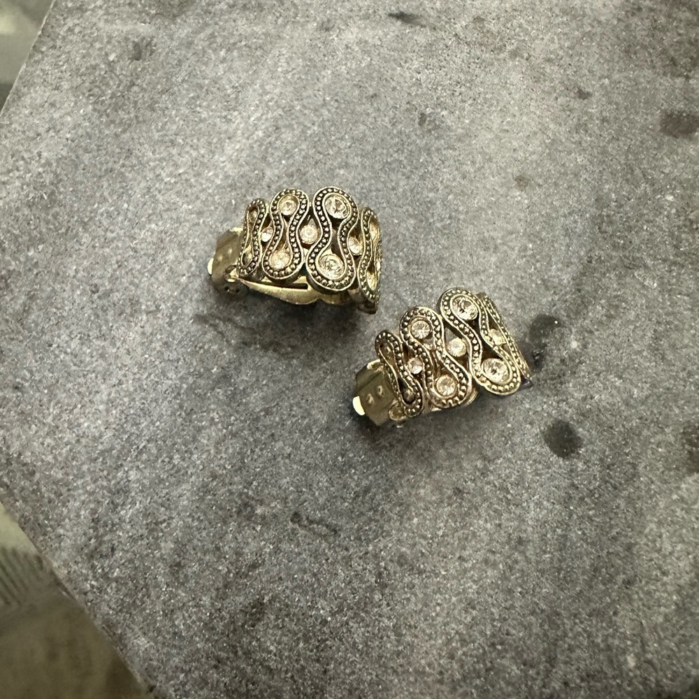 Vintage brass clip on earrings